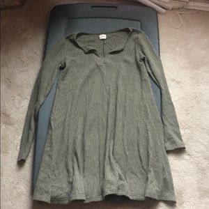 O’Neill green waffle long sleeve dress